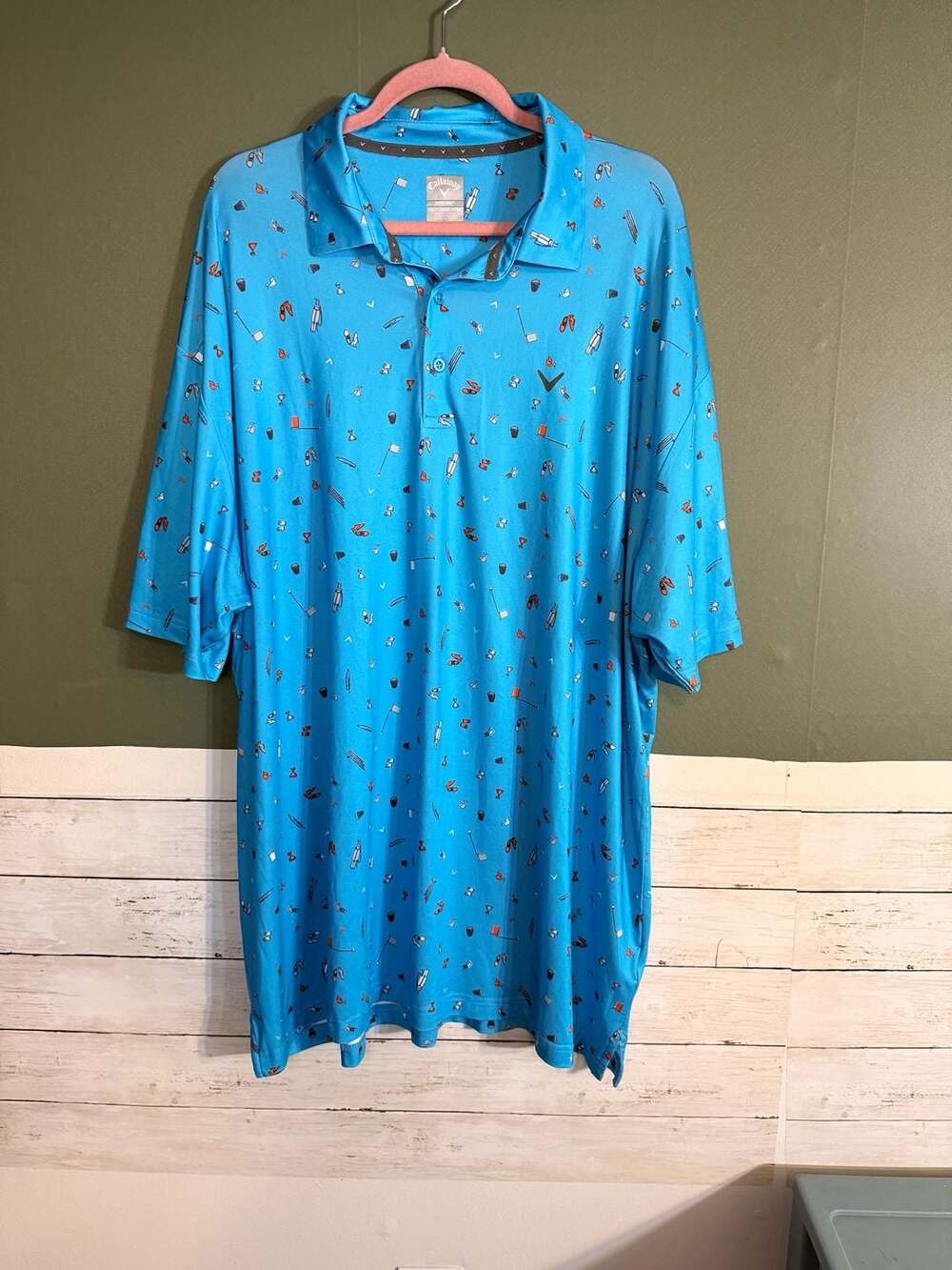 Callaway Opti-Dri Golf Print Polo Shirt Blue Men’s2XLT